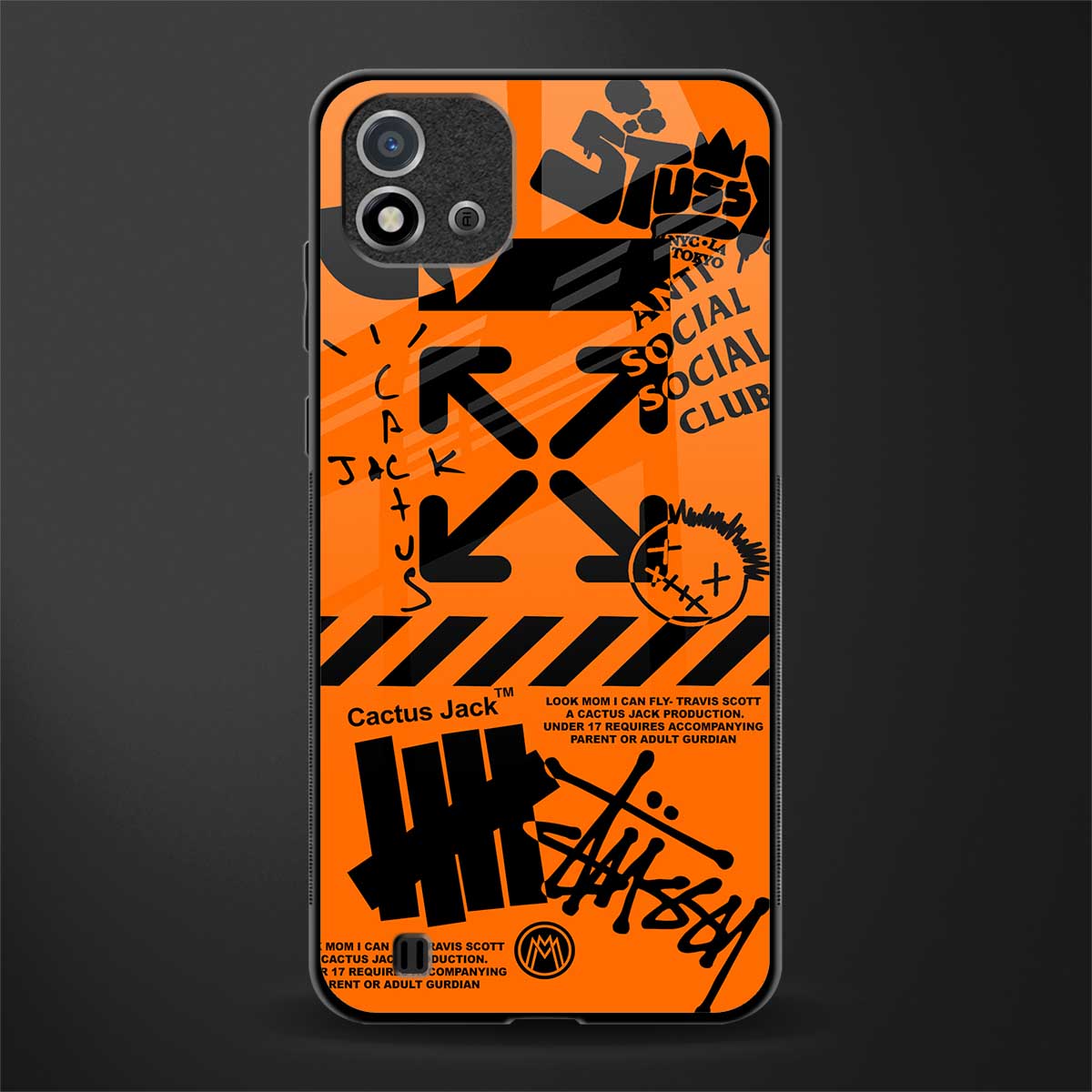 orange travis scott x anti social social club glass case for realme c20 image