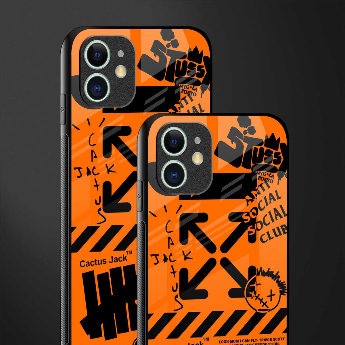 orange travis scott x anti social social club glass case for iphone 12 image-2