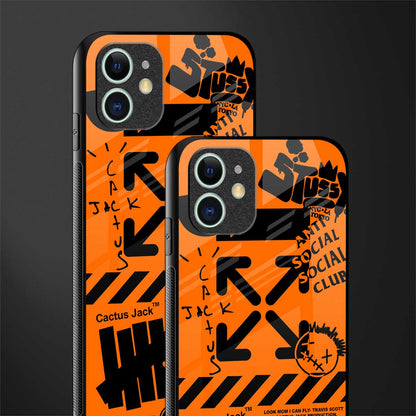 orange travis scott x anti social social club glass case for iphone 12 image-2