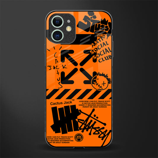 orange travis scott x anti social social club glass case for iphone 12 image