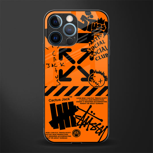 orange travis scott x anti social social club glass case for iphone 12 pro image