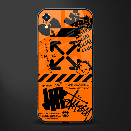 orange travis scott x anti social social club glass case for iphone xr image