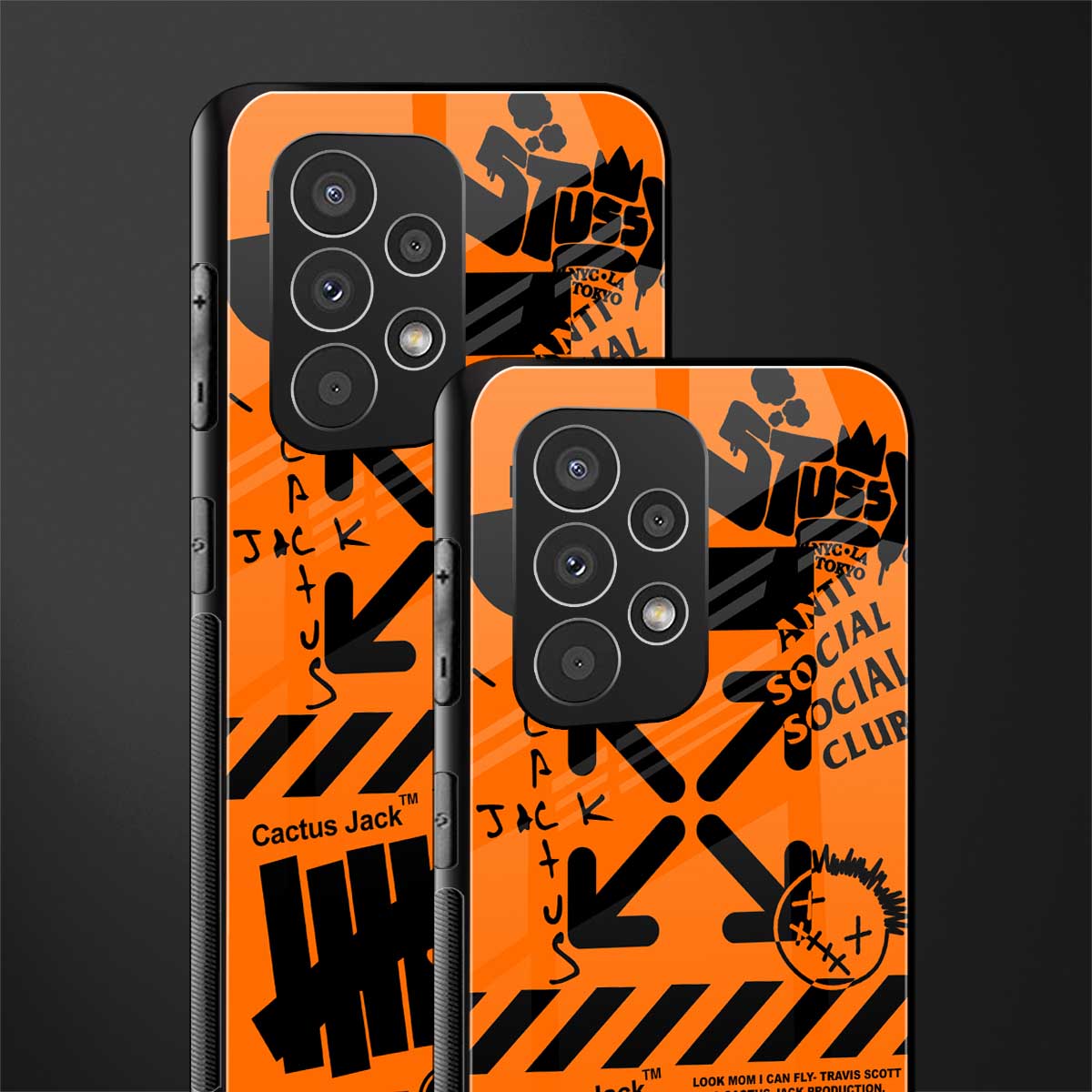 orange travis scott x anti social social club back phone cover | glass case for samsung galaxy a53 5g
