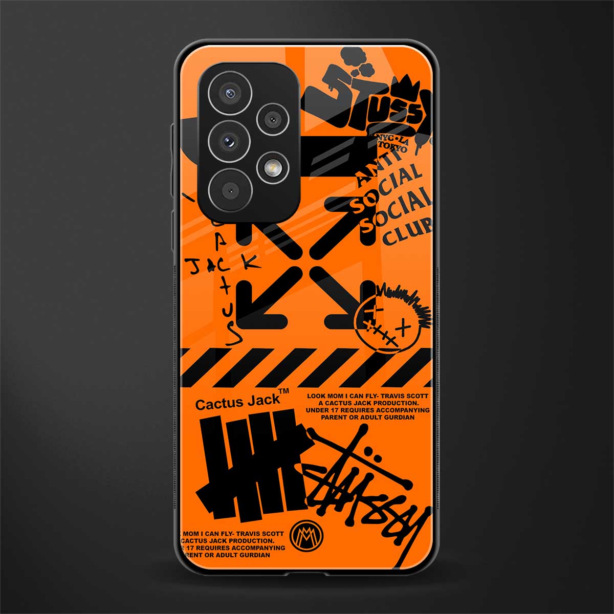 orange travis scott x anti social social club back phone cover | glass case for samsung galaxy a53 5g