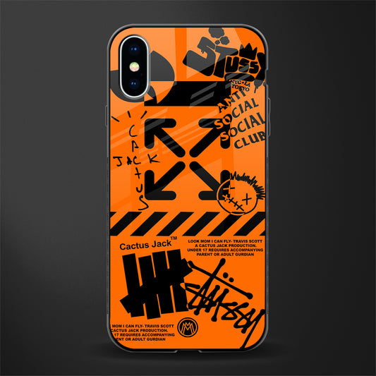 orange travis scott x anti social social club glass case for iphone x image