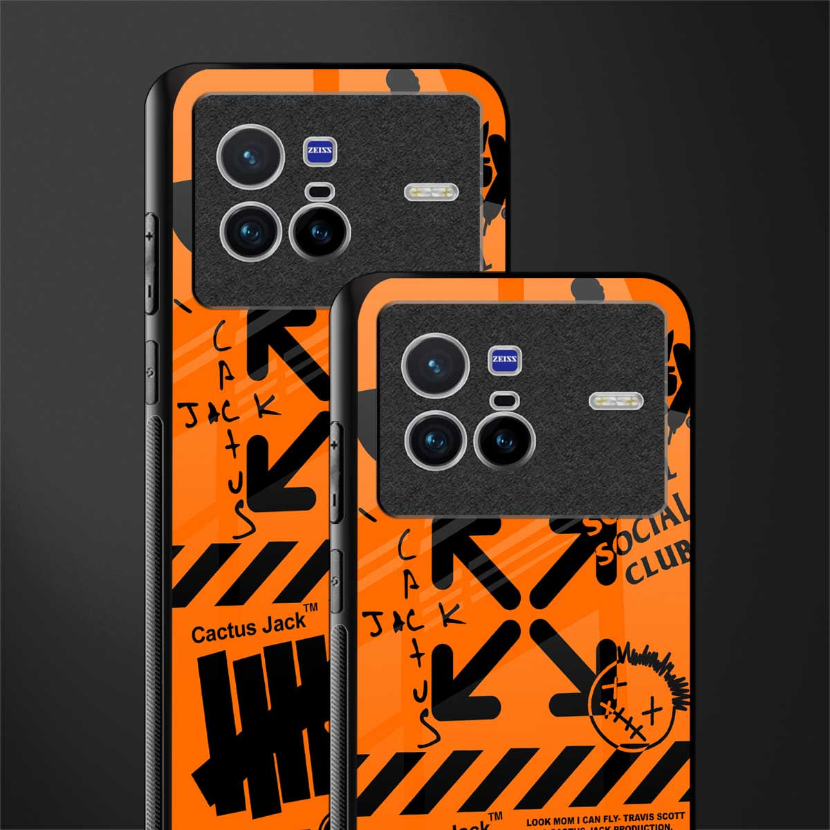 orange travis scott x anti social social club glass case for vivo x80 image-2