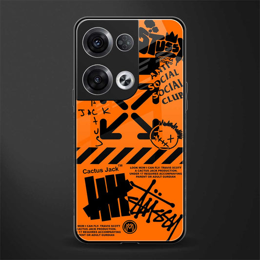 orange travis scott x anti social social club back phone cover | glass case for oppo reno 8