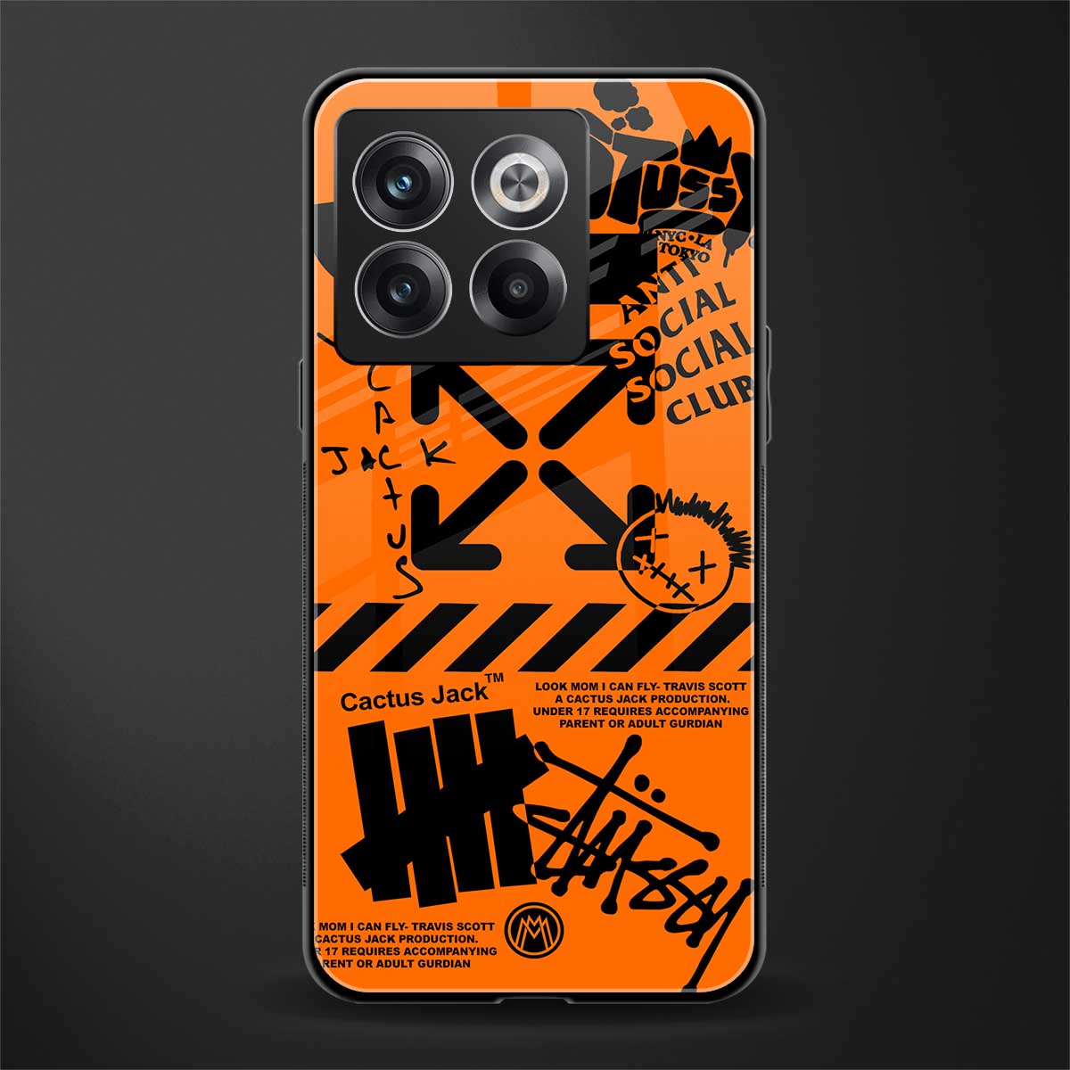 orange travis scott x anti social social club back phone cover | glass case for oneplus 10t