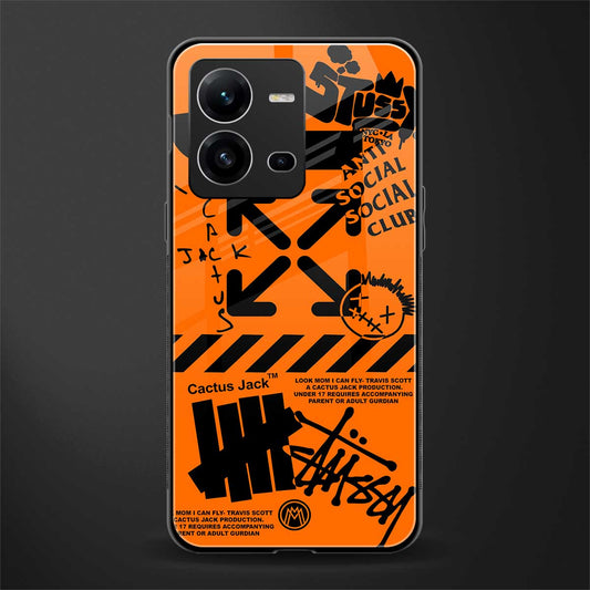 orange travis scott x anti social social club back phone cover | glass case for vivo v25-5g