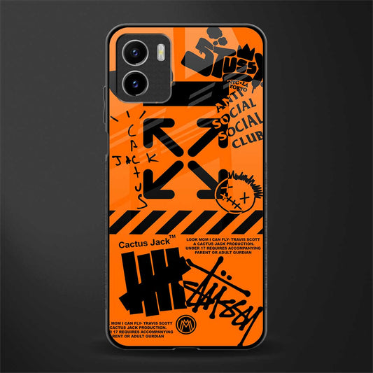 orange travis scott x anti social social club back phone cover | glass case for vivo y15c