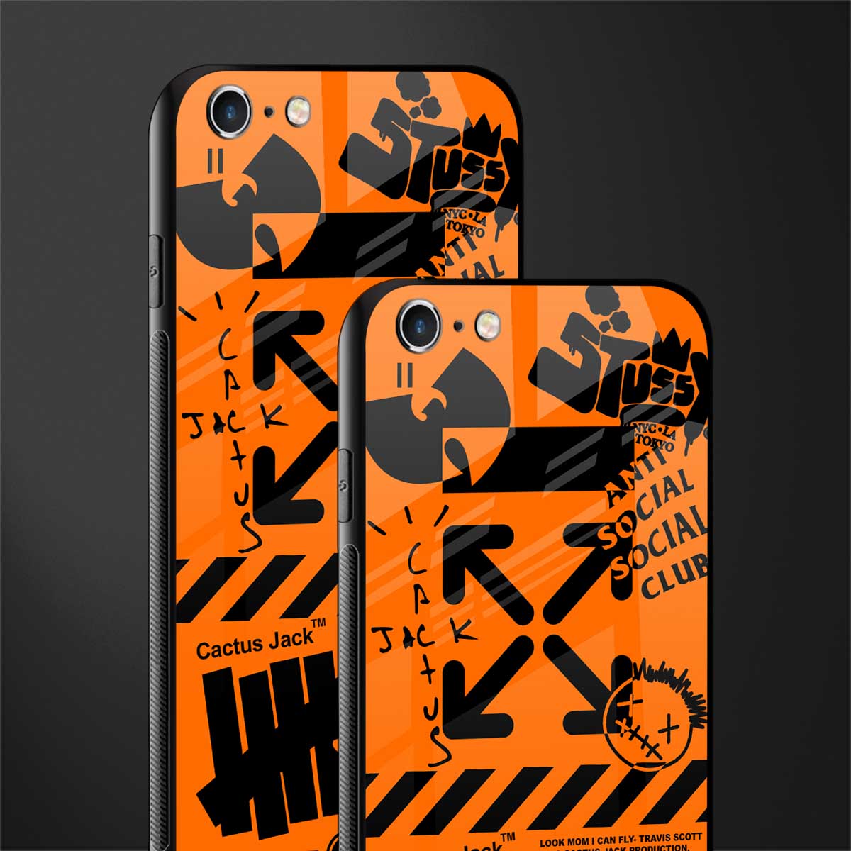 orange travis scott x anti social social club glass case for iphone 6 image-2