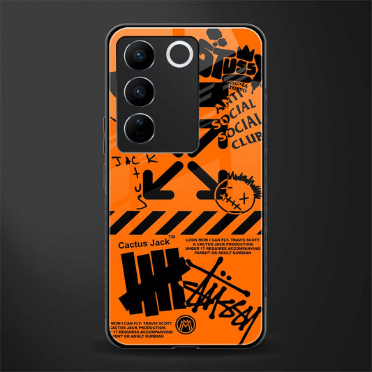 orange travis scott x anti social social club back phone cover | glass case for vivo v27 pro 5g