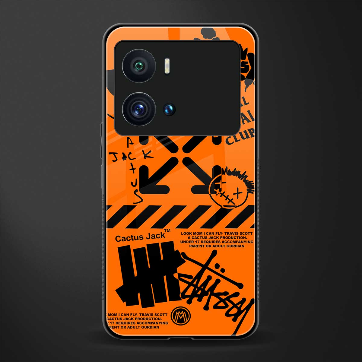 orange travis scott x anti social social club back phone cover | glass case for iQOO 9 Pro