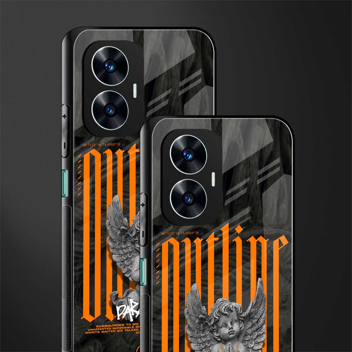 outline back phone cover | glass case for realme c55