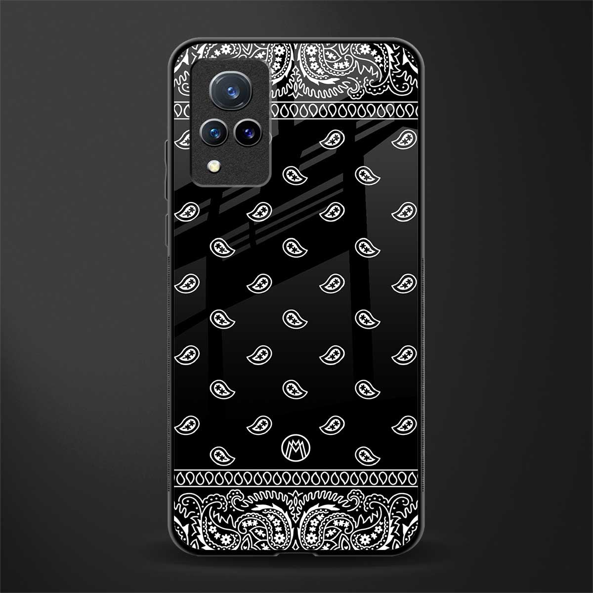 paisley black glass case for vivo v21 5g image