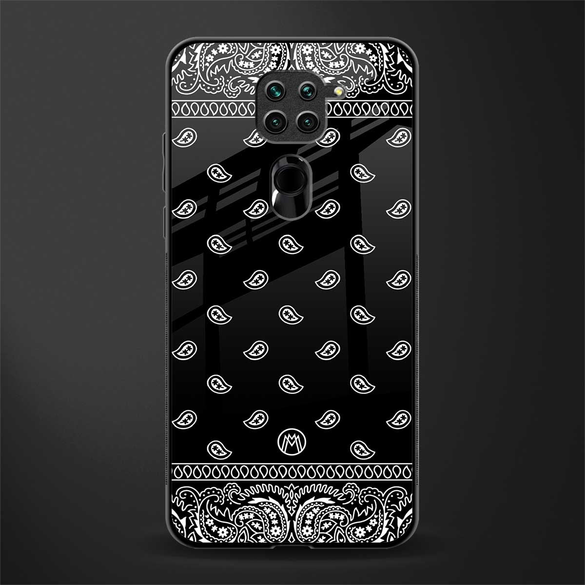 paisley black glass case for redmi note 9 image