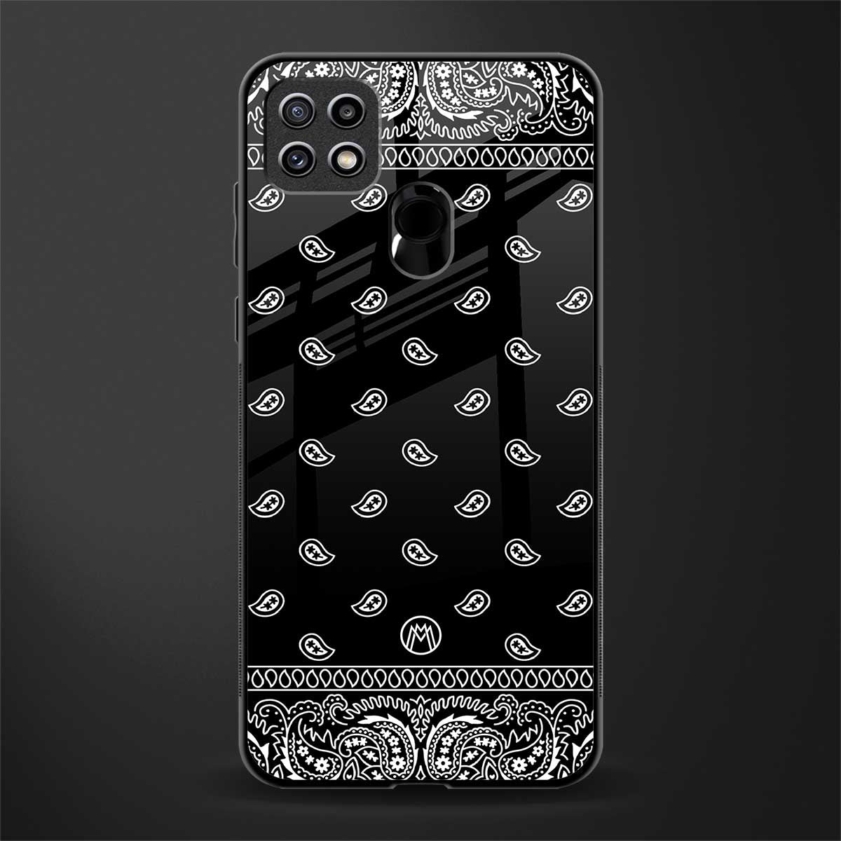 paisley black glass case for oppo a15 image