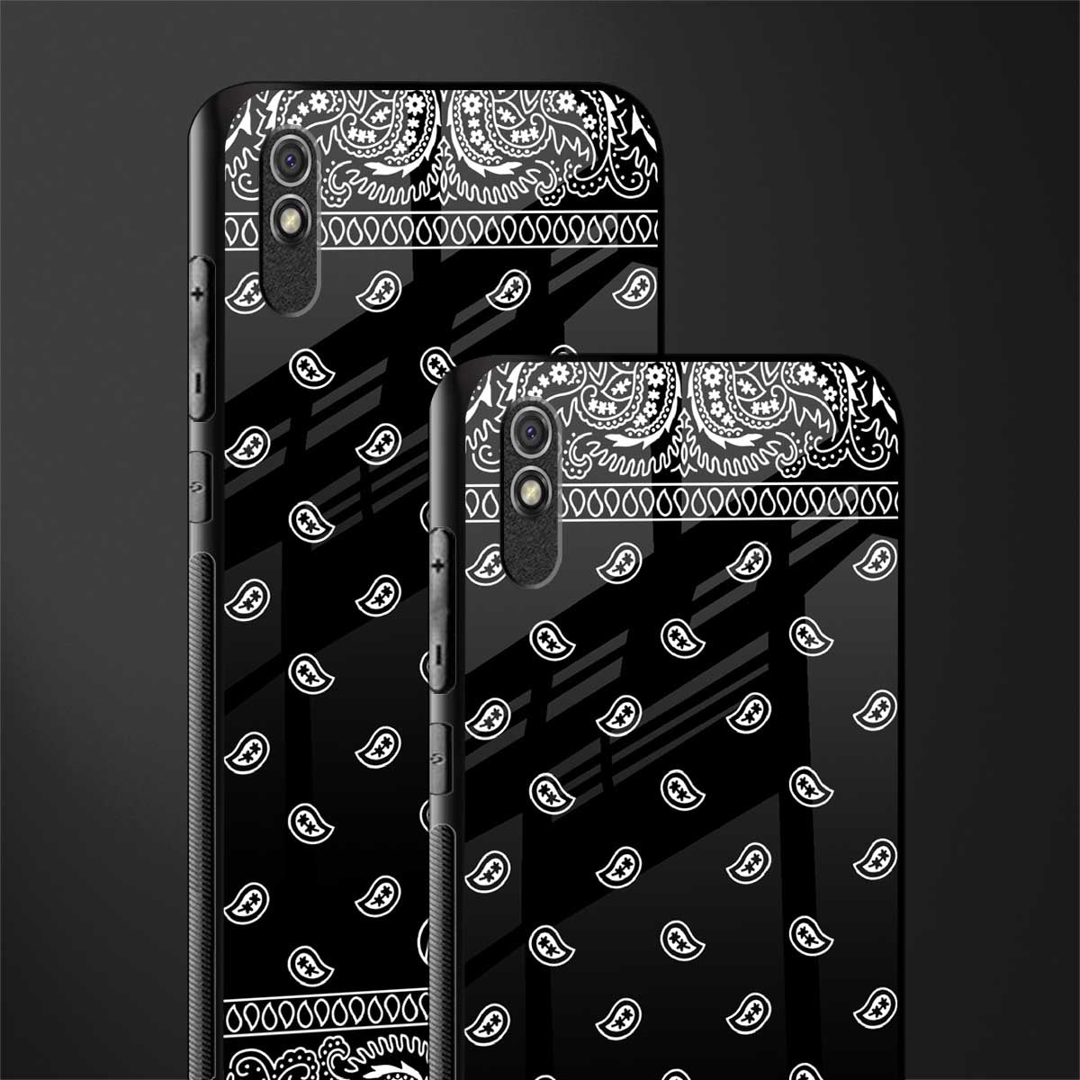 paisley black glass case for redmi 9a image-2