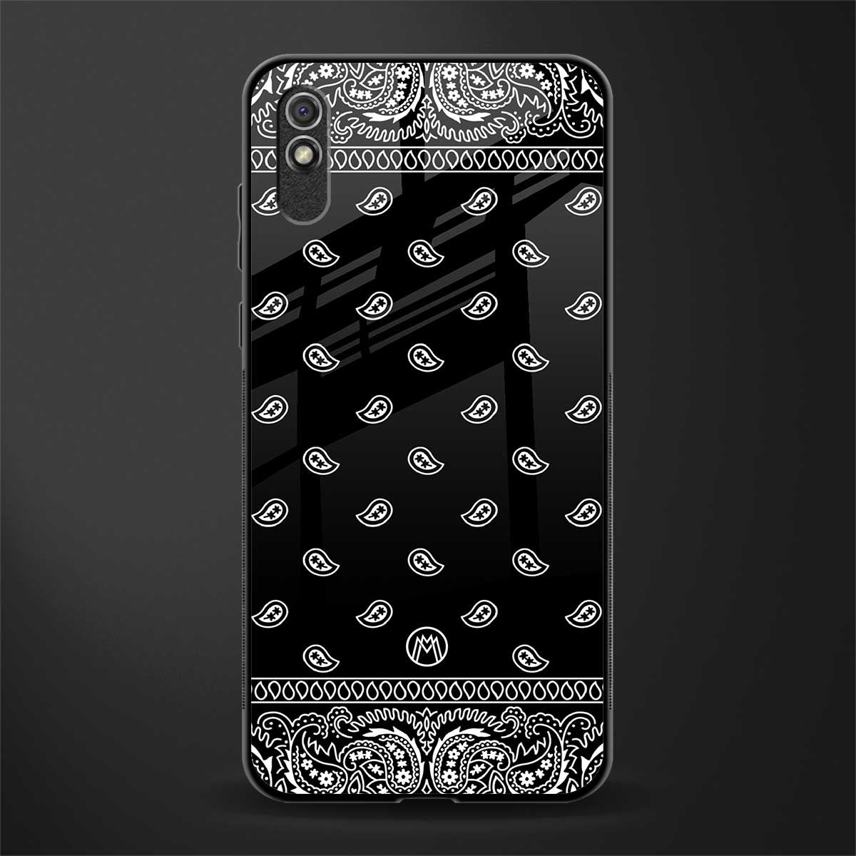 paisley black glass case for redmi 9i image