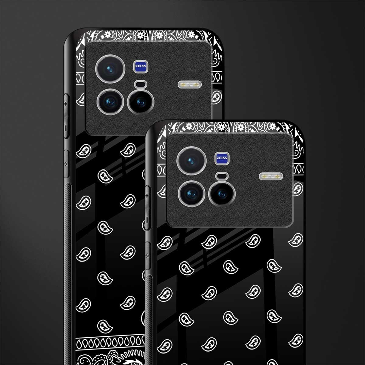 paisley black glass case for vivo x80 image-2