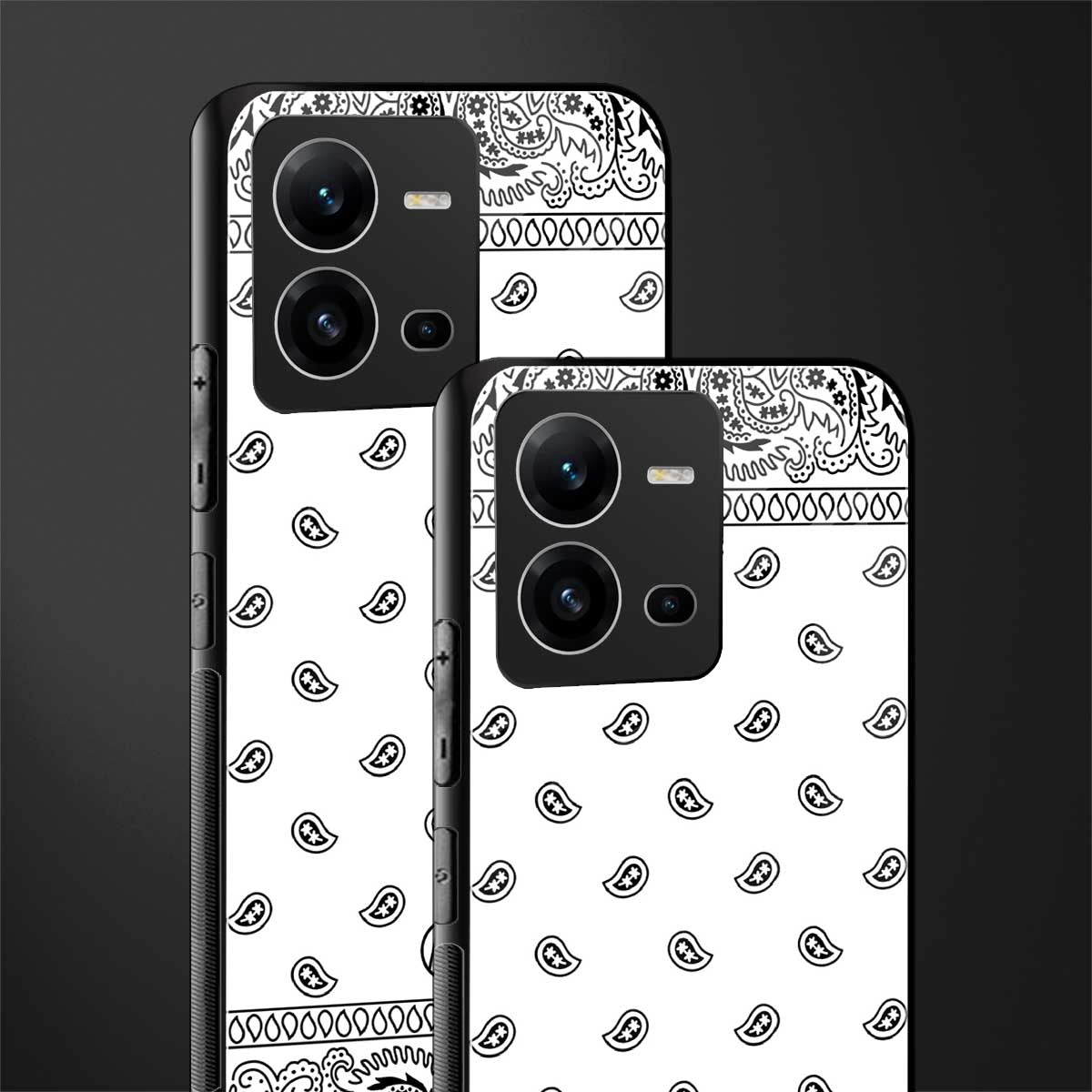 paisley white back phone cover | glass case for vivo v25-5g