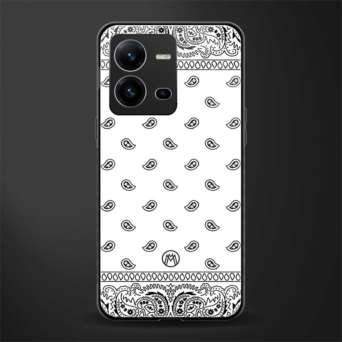 paisley white back phone cover | glass case for vivo v25-5g