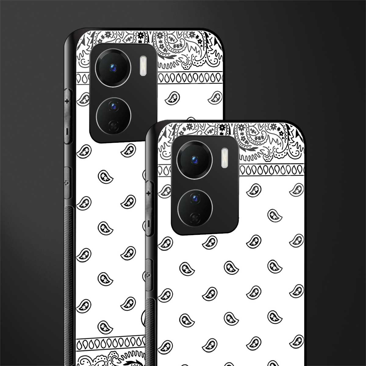 paisley white back phone cover | glass case for vivo y16