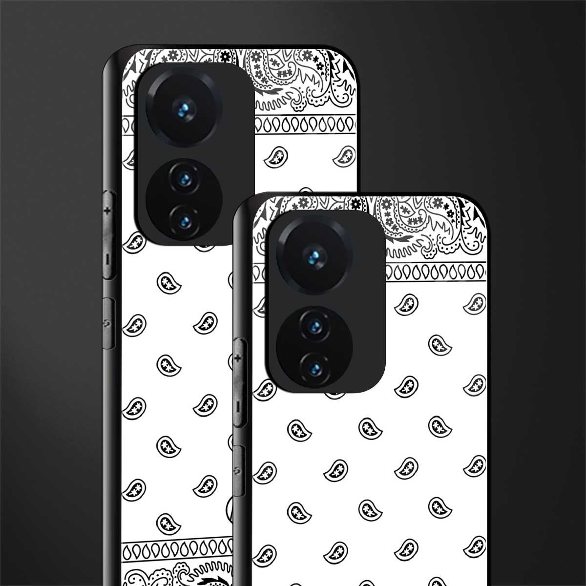 paisley white back phone cover | glass case for vivo t1 44w 4g
