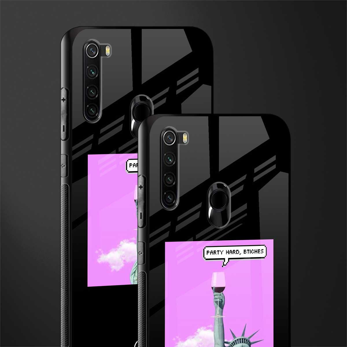 party hard bitches glass case for redmi note 8 image-2