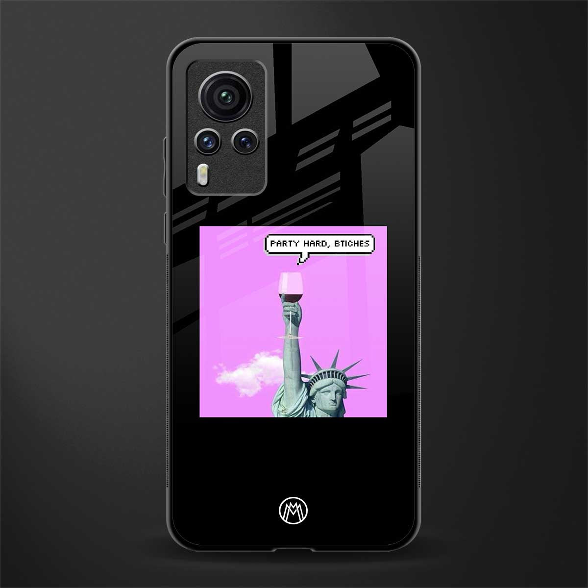 party hard bitches glass case for vivo x60 pro image