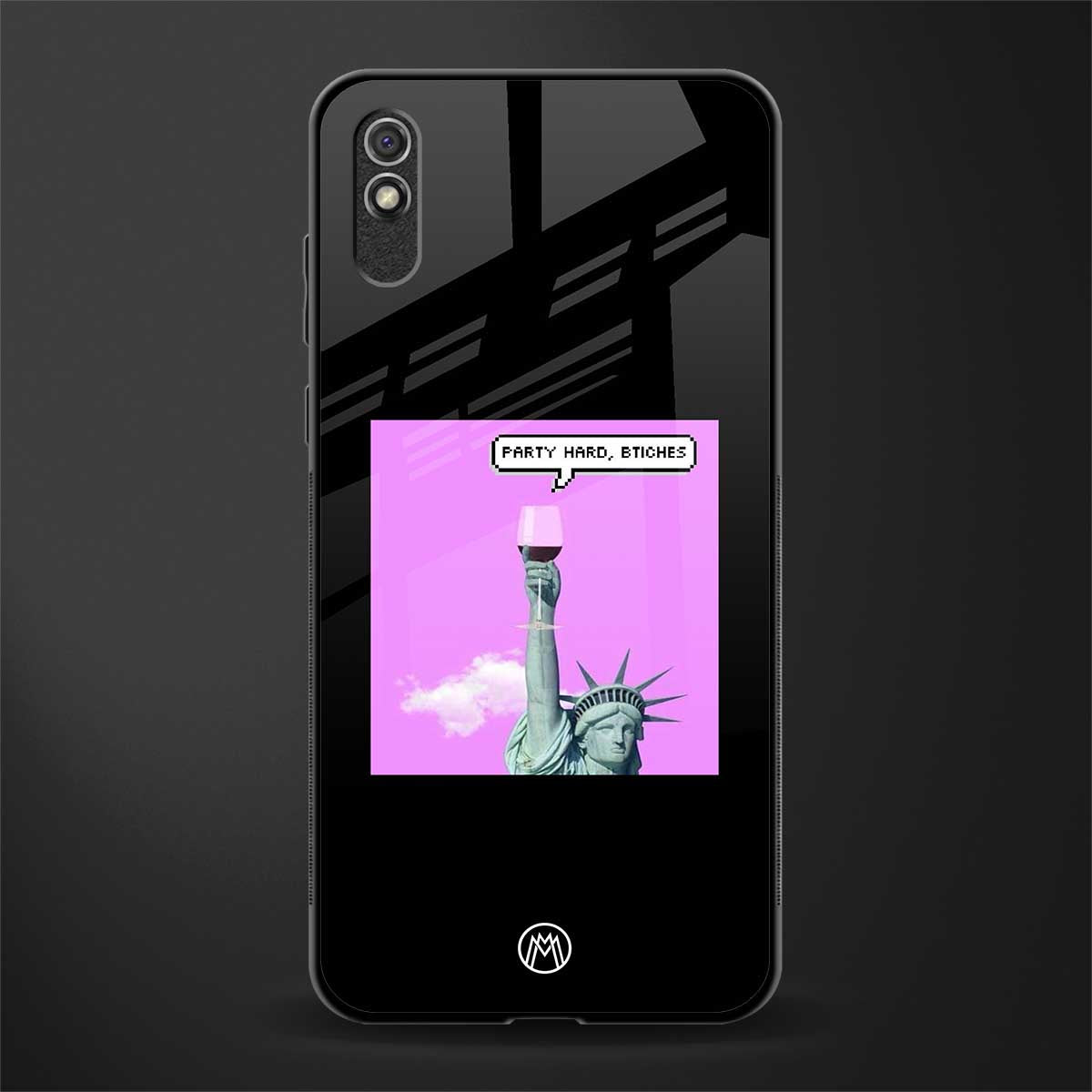 party hard bitches glass case for redmi 9i image