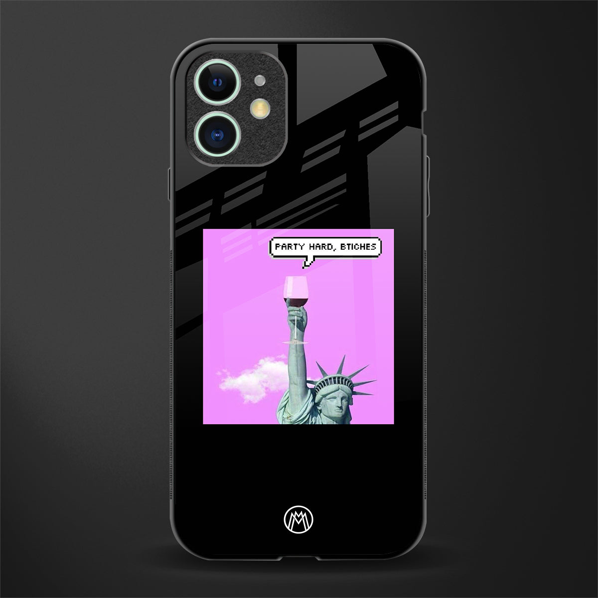 party hard bitches glass case for iphone 12 image