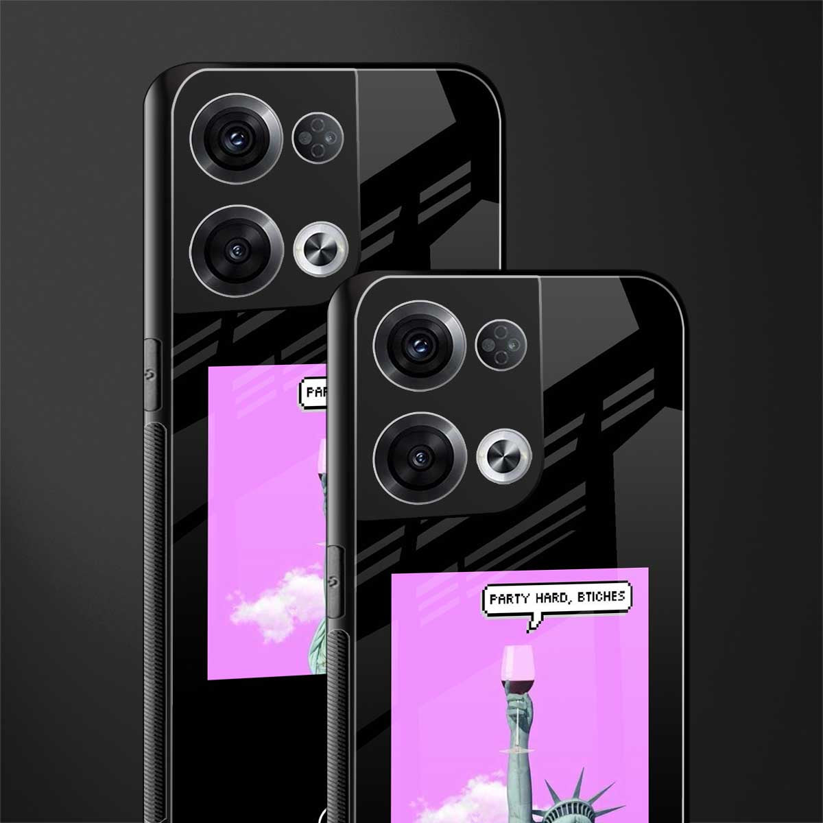 party hard bitches back phone cover | glass case for oppo reno 8