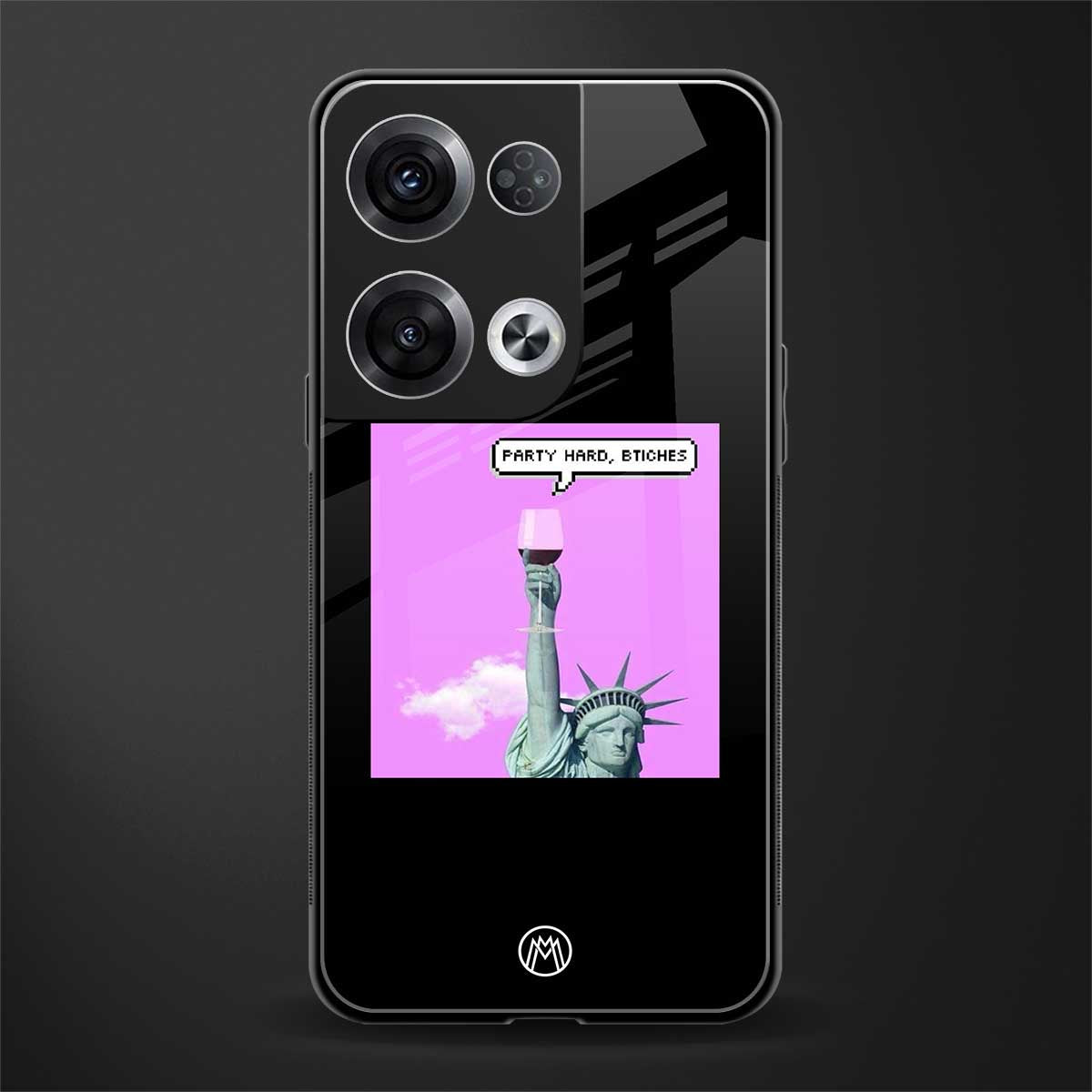 party hard bitches back phone cover | glass case for oppo reno 8 pro