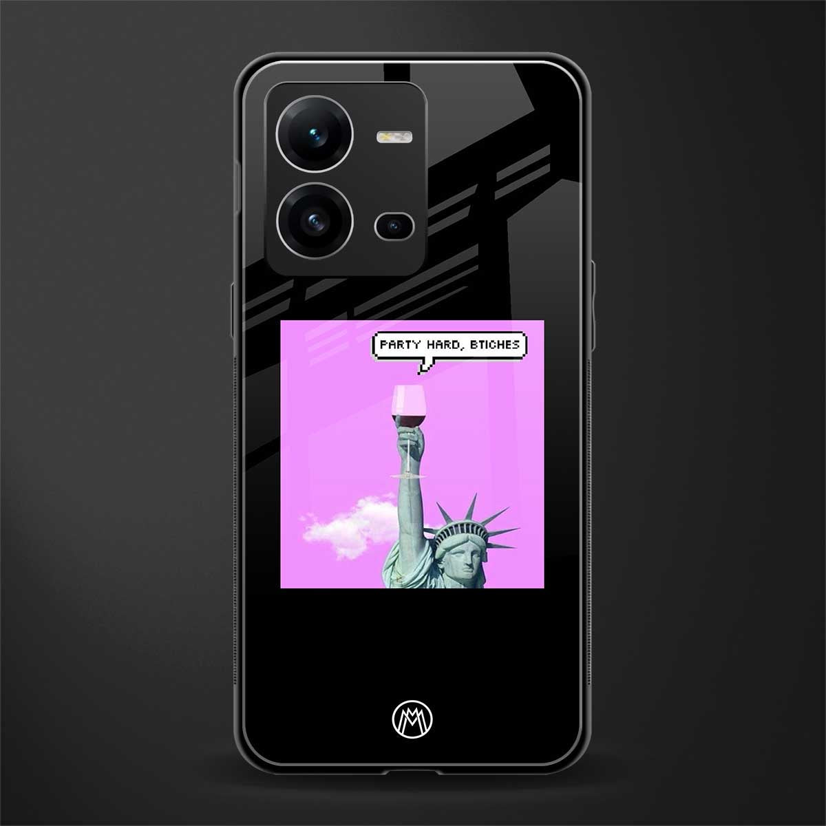 party hard bitches back phone cover | glass case for vivo v25-5g