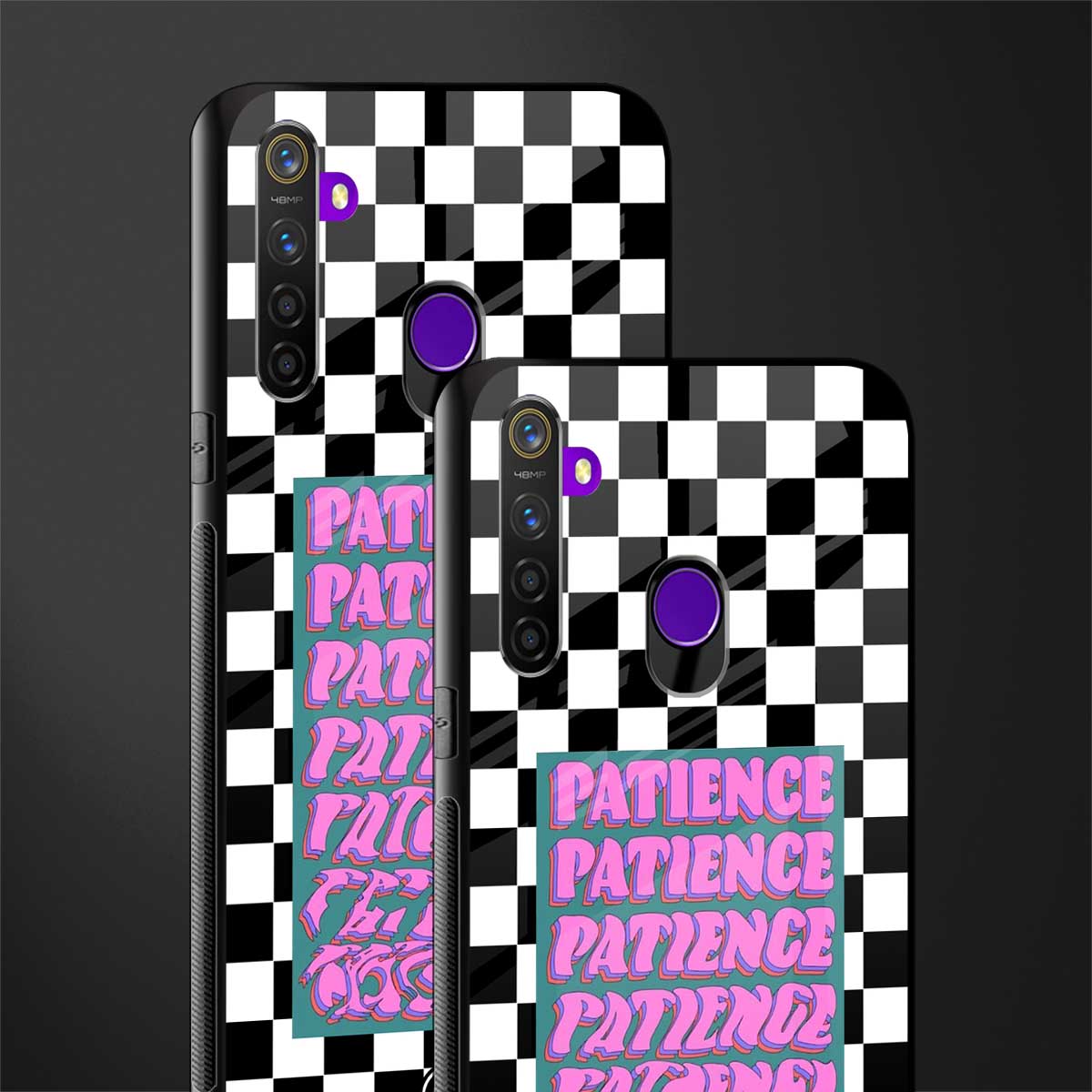 patience checkered glass case for realme 5s image-2