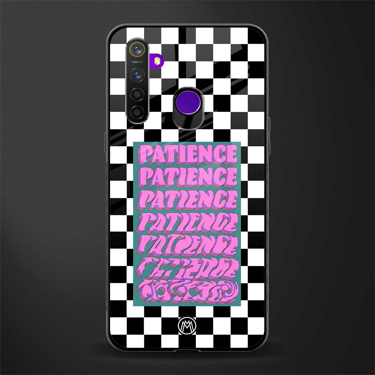 patience checkered glass case for realme 5s image
