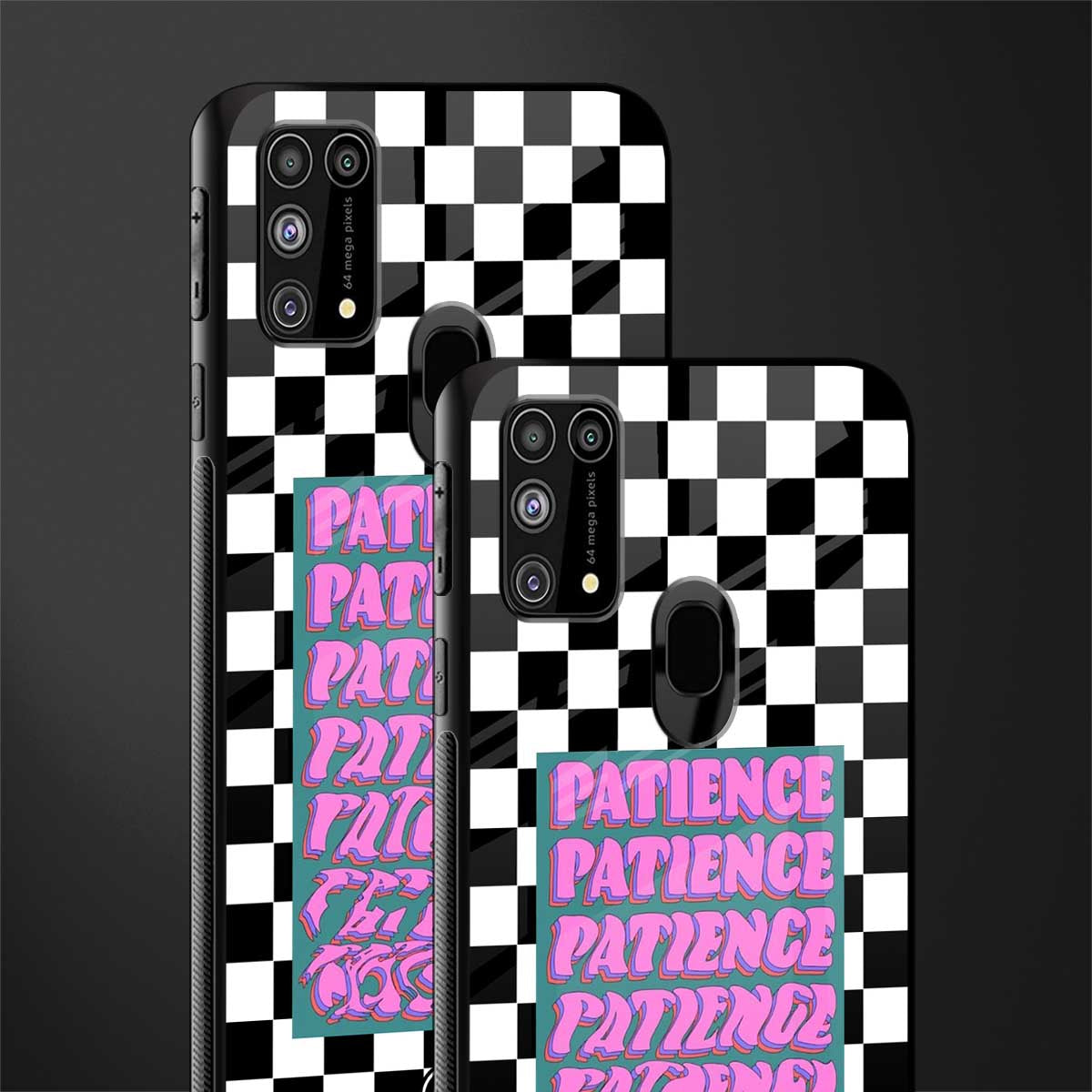 patience checkered glass case for samsung galaxy m31 prime edition image-2