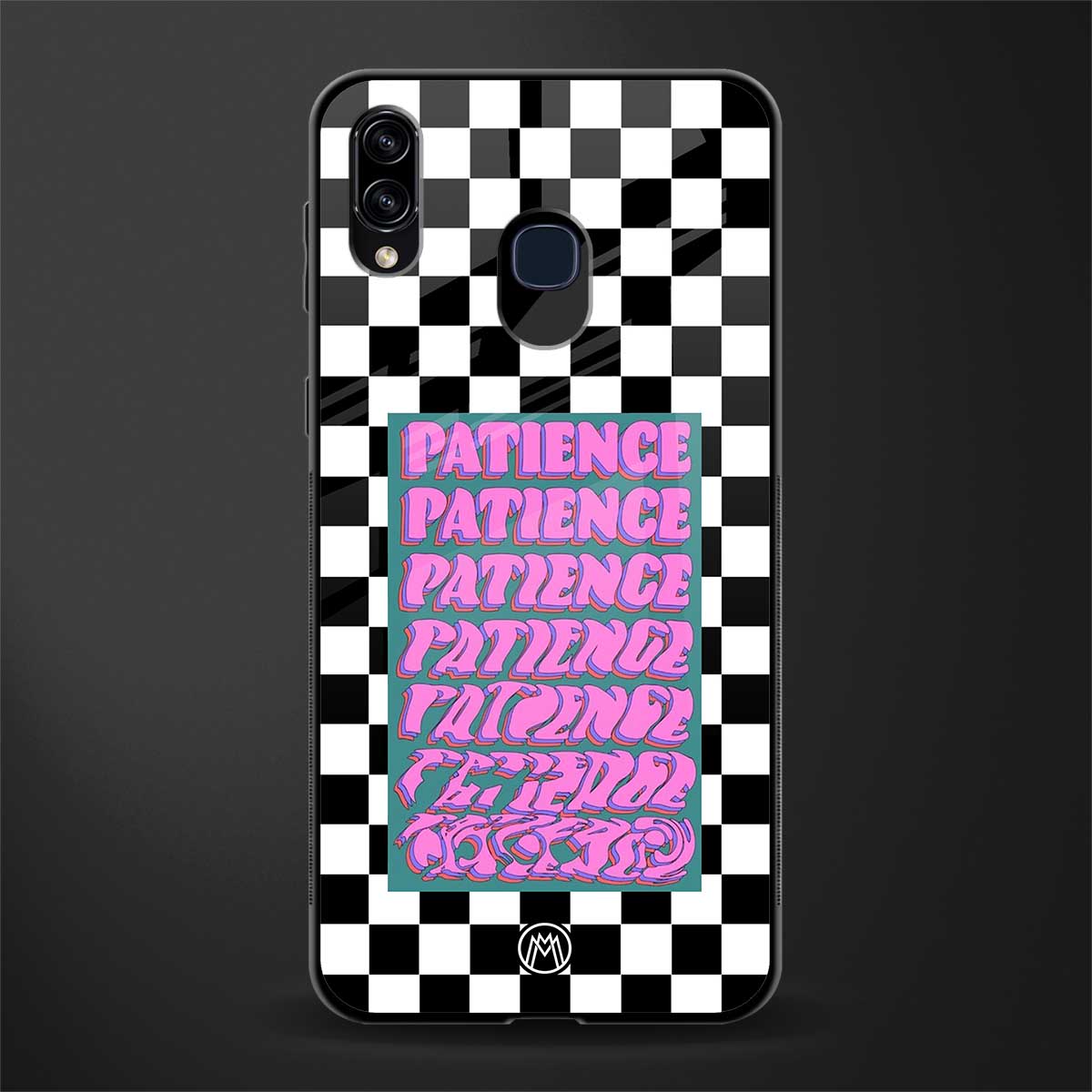 patience checkered glass case for samsung galaxy a30 image