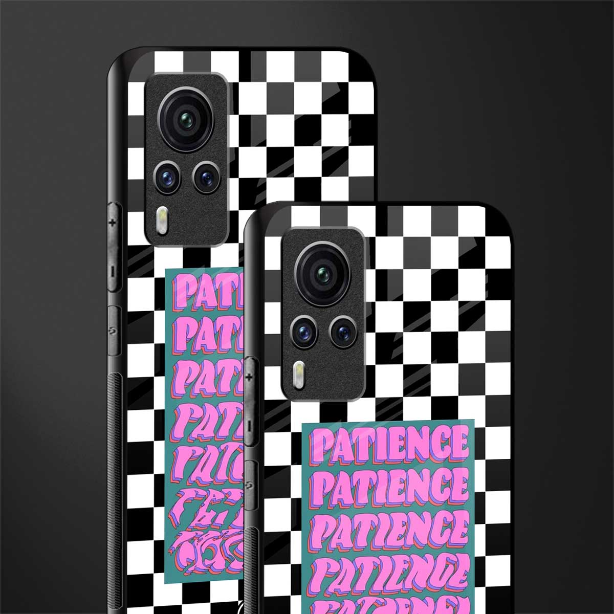 patience checkered glass case for vivo x60 pro image-2