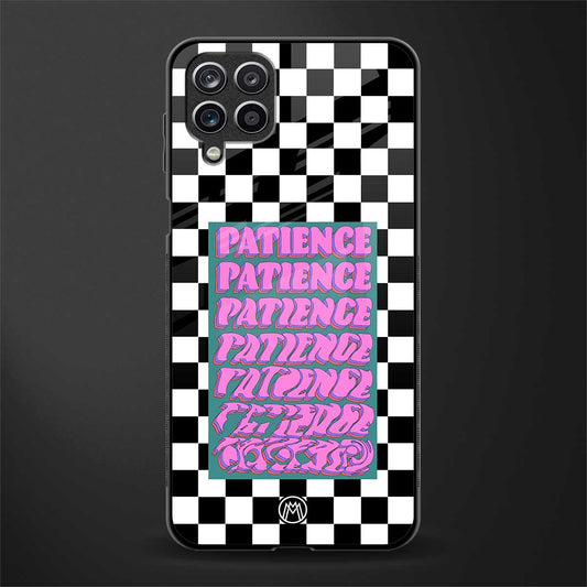 patience checkered back phone cover | glass case for samsung galaxy a22 4g