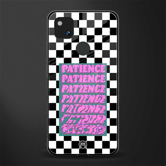 patience checkered back phone cover | glass case for google pixel 4a 4g