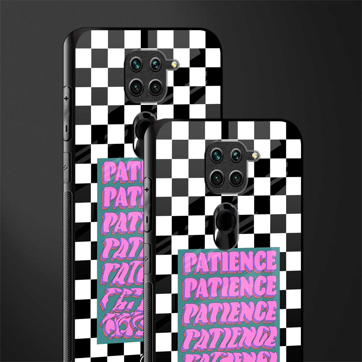 patience checkered glass case for redmi note 9 image-2