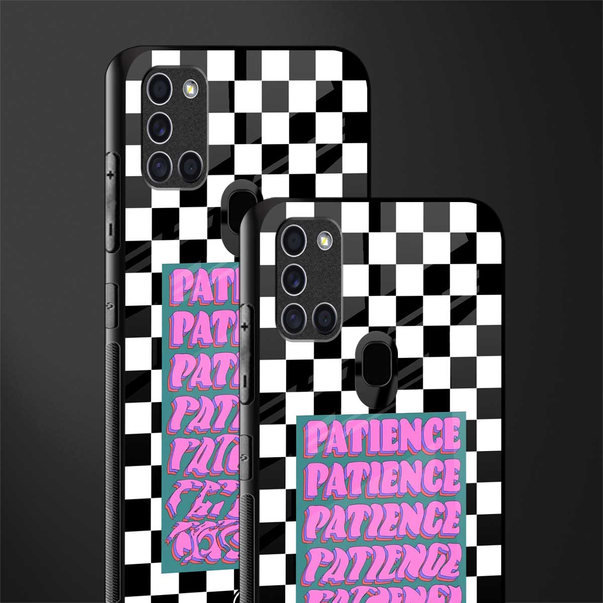 patience checkered glass case for samsung galaxy a21s image-2