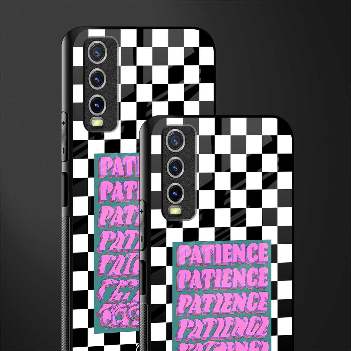 patience checkered glass case for vivo y12g image-2