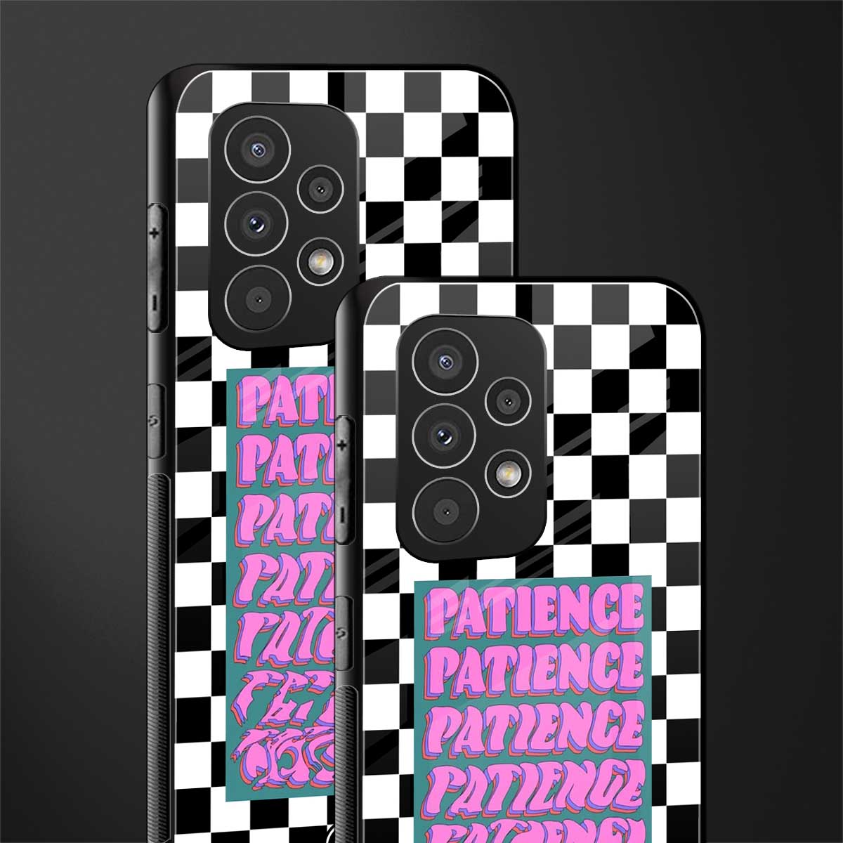 patience checkered back phone cover | glass case for samsung galaxy a53 5g