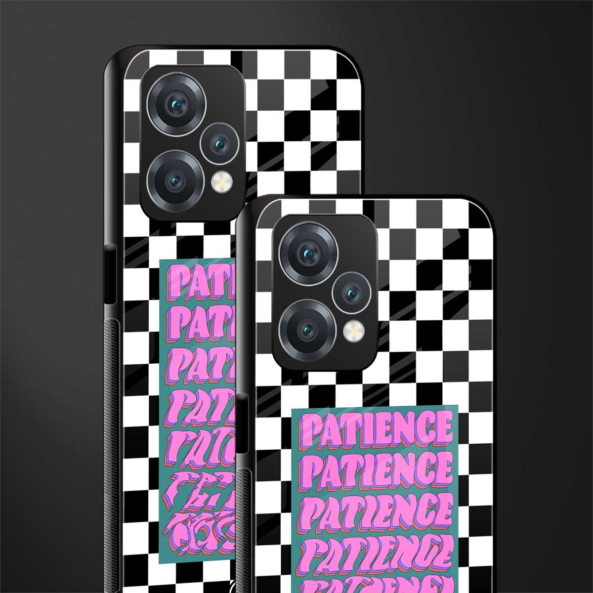 patience checkered back phone cover | glass case for oneplus nord ce 2 lite 5g