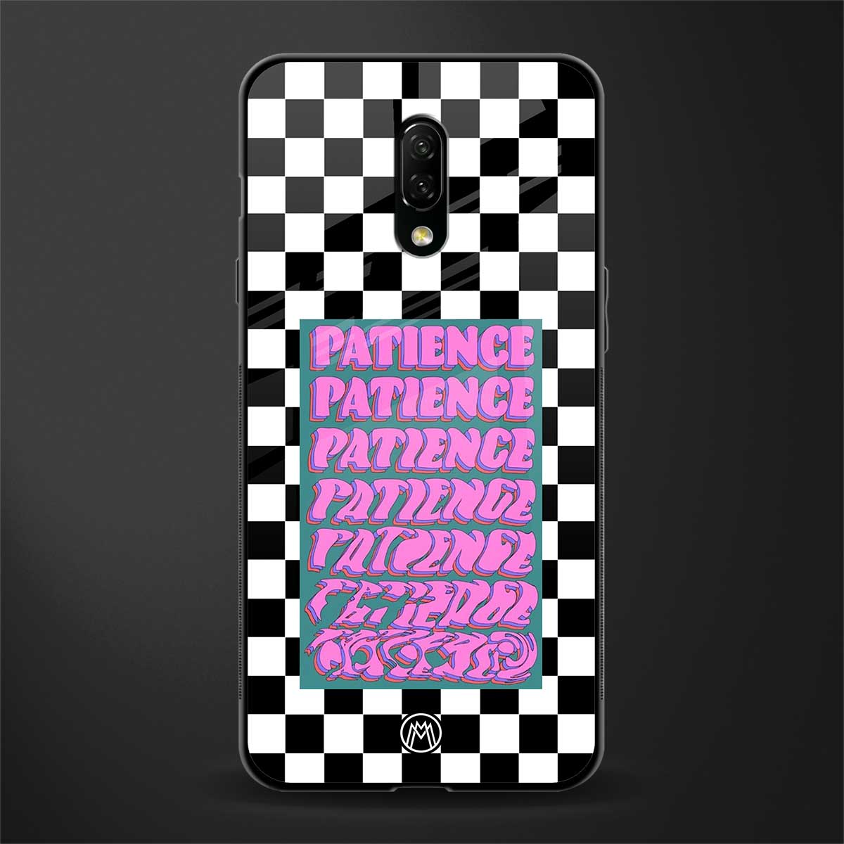 patience checkered glass case for oneplus 7 image