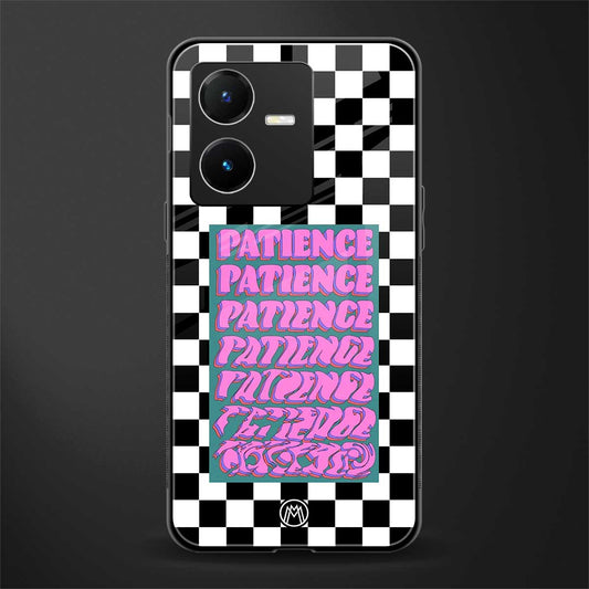 patience checkered back phone cover | glass case for vivo y22