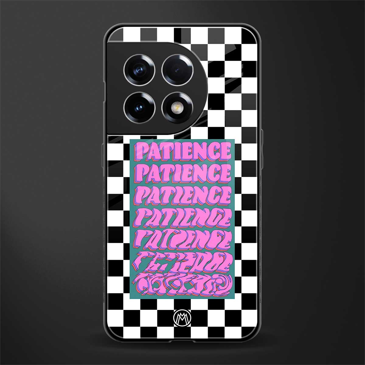 patience checkered back phone cover | glass case for oneplus 11r